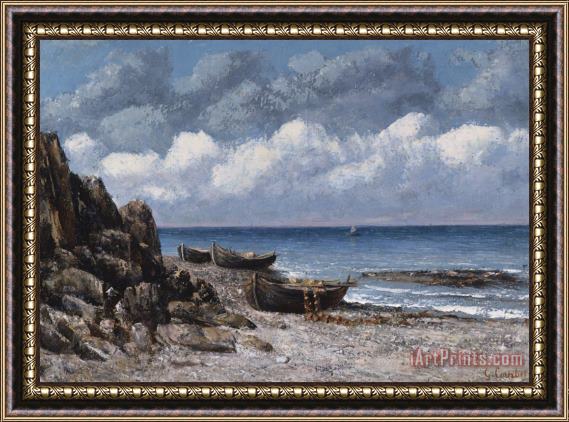 Gustave Courbet Boats At St Aubain Framed Print