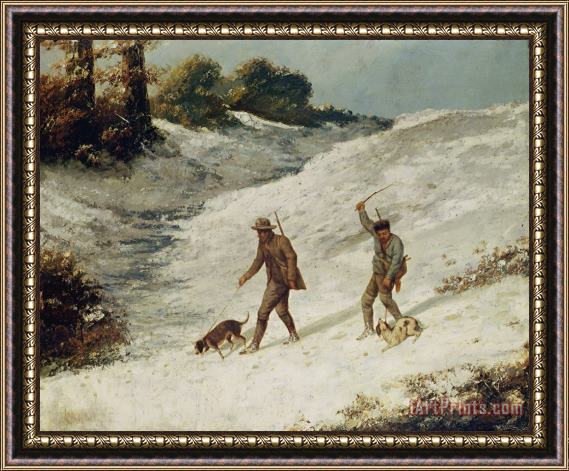 Gustave Courbet Hunters in the Snow or The Poachers Framed Print