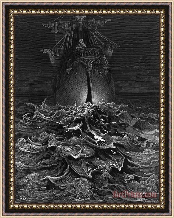 Gustave Dore The Mariner Gazes On The Ocean And Laments His Survival While All His Fellow Sailors Have Died Framed Print