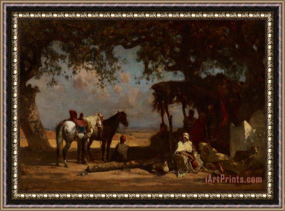 Gustave Guillaumet An Arab Encampment Framed Painting