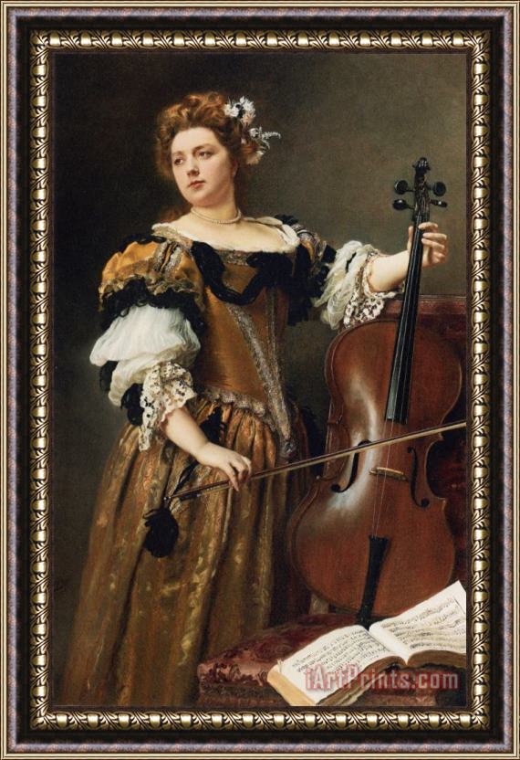 Gustave Jean Jacquet The Cello Player Framed Painting