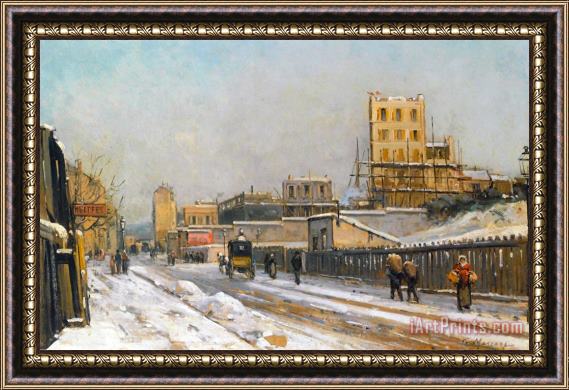Gustave Mascart The Outskirts of Paris in The Wintertime Framed Painting