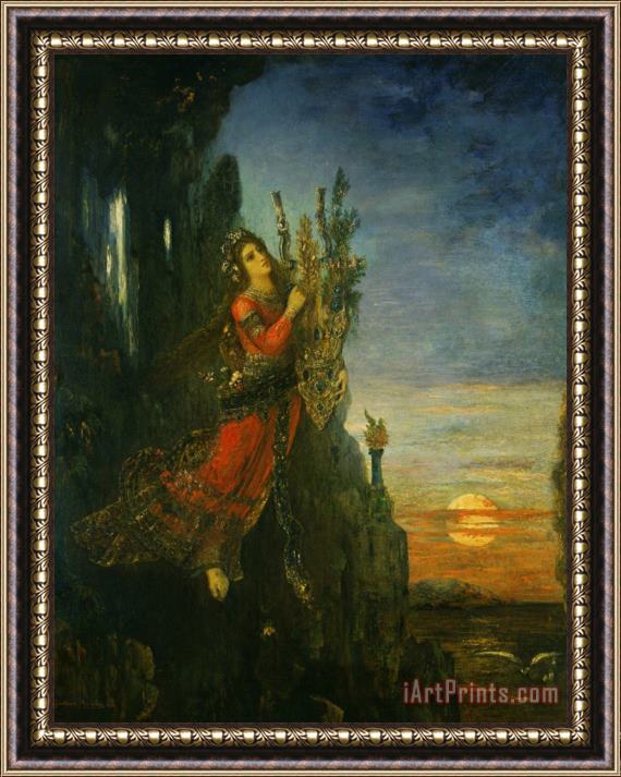 Gustave Moreau Sappho Se Jettant De Sumet De La Roche De Leucade Framed Print