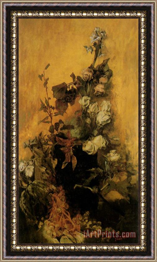 Hans Makart Still Life with Roses Framed Print