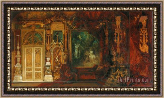 Hans Makart The Summer Night's Dream, Sketch for The Decoration of a Room in The Hermes Villa Framed Painting