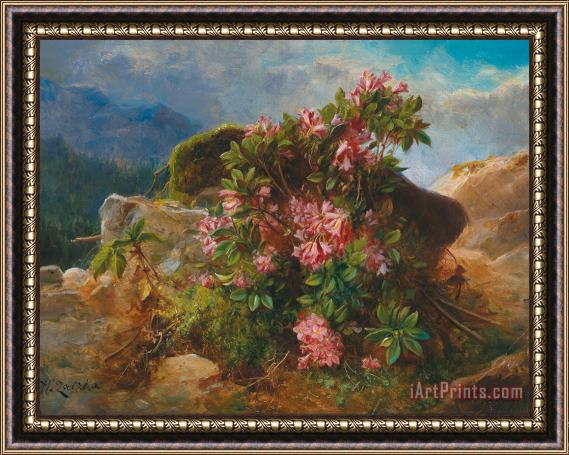 Hans Zatzka Alpine Flowers Framed Painting