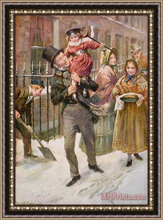 Harold Copping Bob Cratchit And Tiny Tim Framed Painting