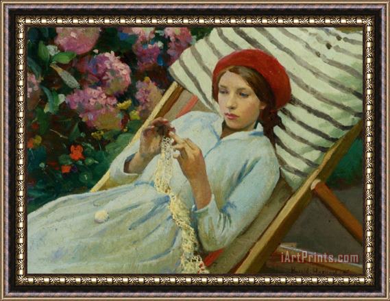 Harold Harvey Girl with a Red Hat Framed Painting