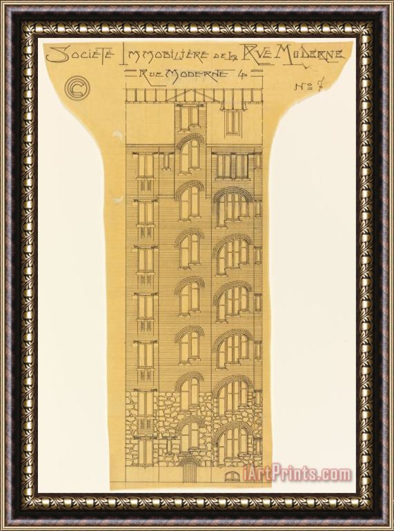 Hector Guimard Elevation of an Apartment Building, Societe Immobiliere, Rue Moderne (now Rue Agar) Framed Print