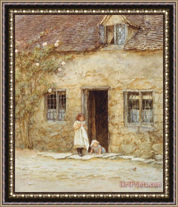 Helen Allingham At the Cottage Door Framed Print