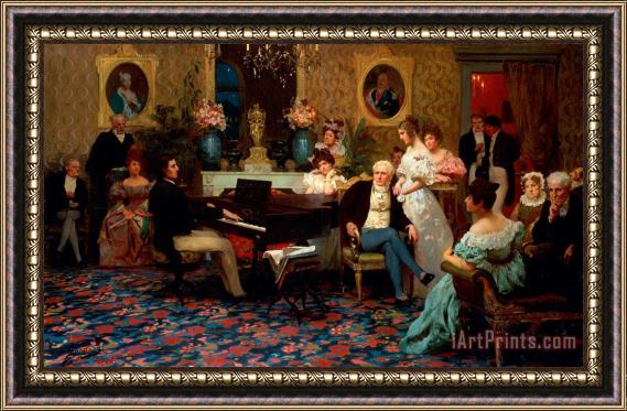 Hendrik Siemiradzki Chopin Playing the Piano in Prince Radziwills Salon Framed Print