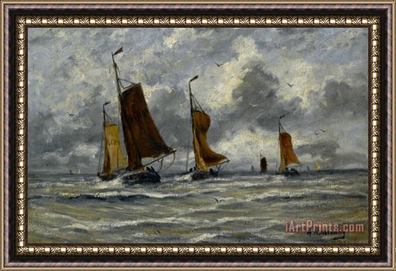 Hendrik Willem Mesdag Ships at Full Sea Framed Print