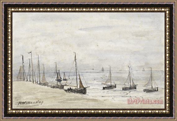 Hendrik Willem Mesdag Visserspinken Op Het Strand Framed Print
