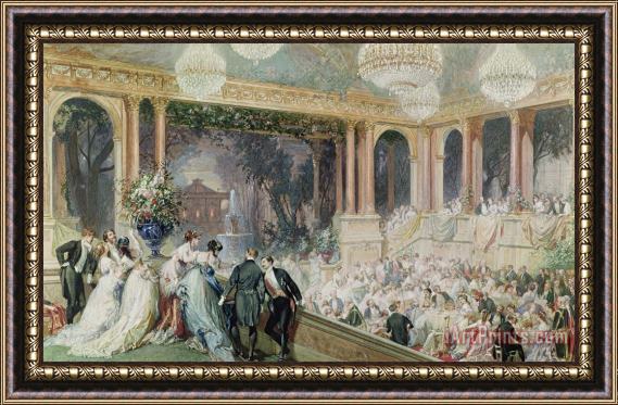 Henri Baron Dinner at the Tuileries Framed Painting