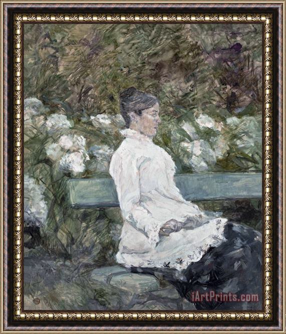Henri de Toulouse-Lautrec Woman Seated on a Bench in a Park Framed Print