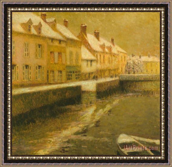 Henri Le Sidaner Canal in Bruges, Winter Framed Painting