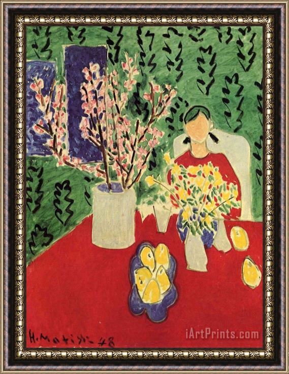 Henri Matisse Plum Blossoms Green Background 1948 Framed Print