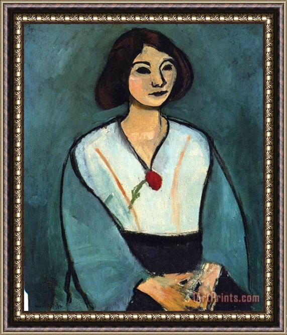 Henri Matisse Woman in Green with a Carnation 1909 Framed Print