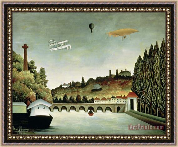 Henri Rousseau View of The Bridge at Sevres And The Hills at Clamart, St. Cloud And Bellevue Framed Painting