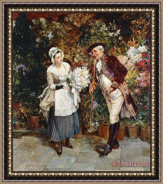 Henry Gillar Glindoni The Flower Girl Framed Painting