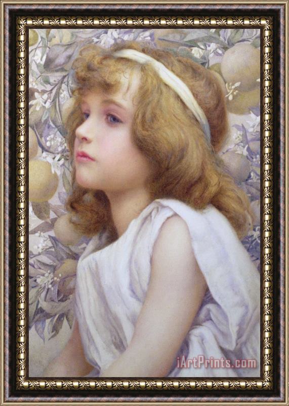 Henry Ryland Girl With Apple Blossom Framed Print