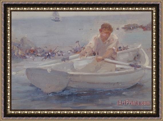 Henry Scott Tuke Man in a Rowing Boat Framed Print