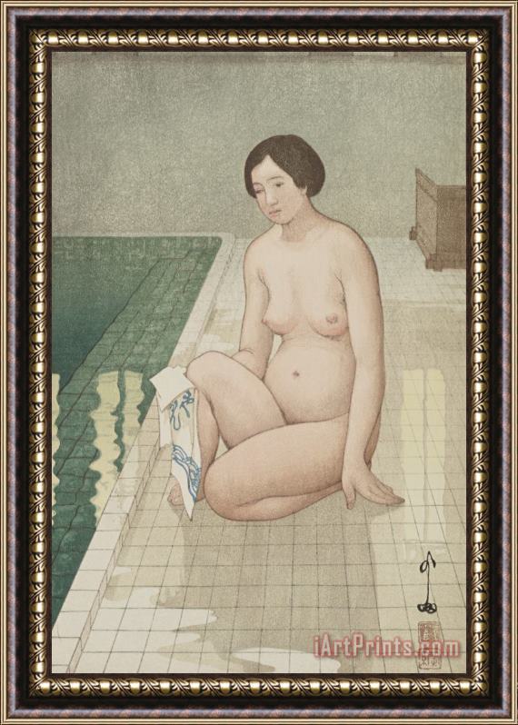 Hiroshi Yoshida Atami Hot Spring (atami No Onsen) Framed Painting