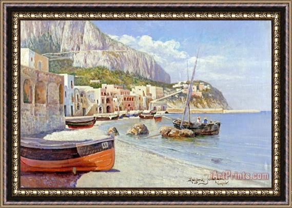 Holger Hvitfeldt Jerichau Marina Grande, Capri Framed Painting