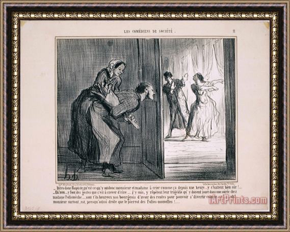 Honore Daumier Les Comediens De Societe Dites Donc Baptiste, Qu'est Ce Qu'y Ont Donc… Framed Print