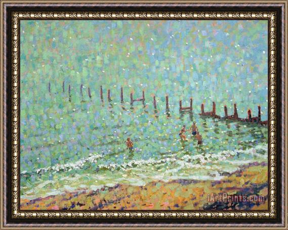Hugo Grenville The Sea At Southwold Hot June Day Framed Painting