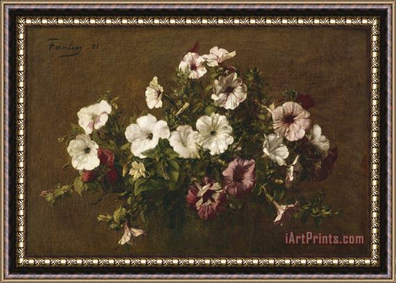 Ignace Henri Jean Fantin-Latour Petunias Framed Painting