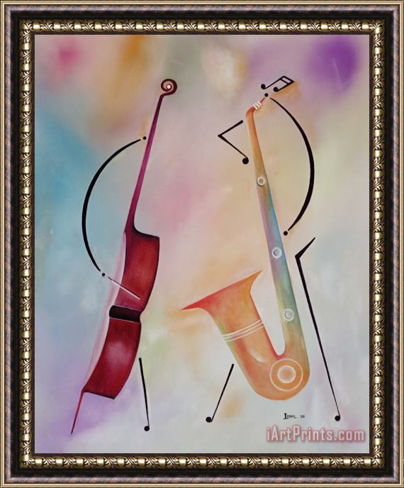 Ikahl Beckford Bass and Sax Framed Painting