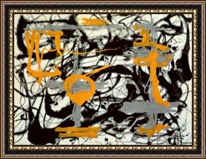 Yellow Framed Paintings - Yellow Grey Black by Jackson Pollock