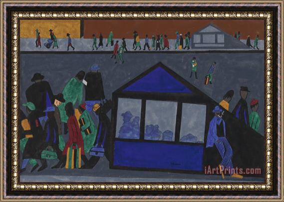 Jacob Lawrence Subway Home From Work Framed Painting