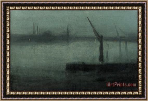James Abbott McNeill Whistler Nocturne Blue And Silver鈥攂attersea Reach Framed Print