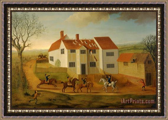 James Dunthorne John Sidey And His Hounds at a Farmhouse Near Hadleigh, Suffolk Framed Painting