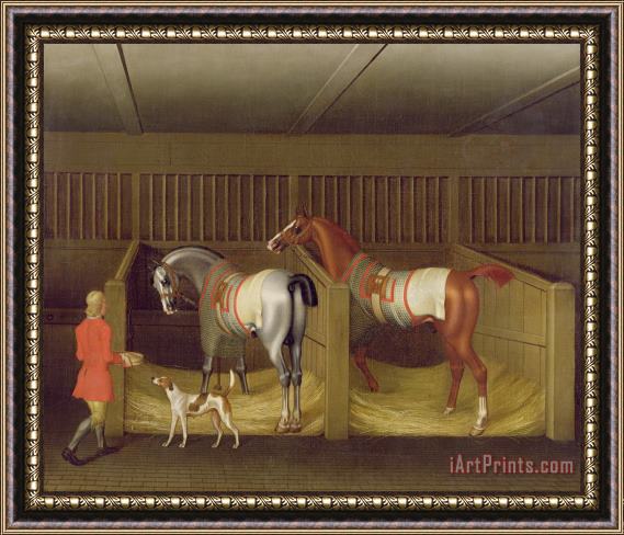 James Seymour The Stables and Two Famous Running Horses belonging to His Grace - the Duke of Bolton Framed Print