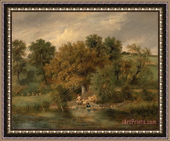 James Stark Sheep Washing at Postwick Grove, Norwich Framed Painting