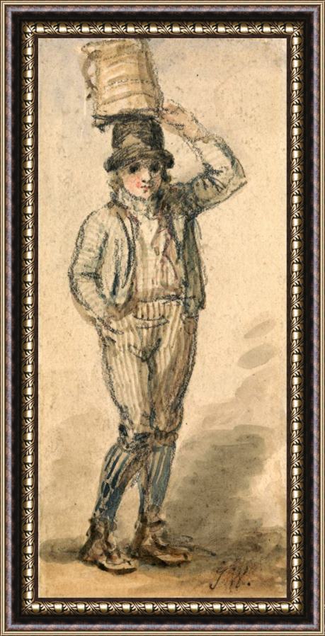 James Ward Boy Carrying a Pail on His Head Framed Painting