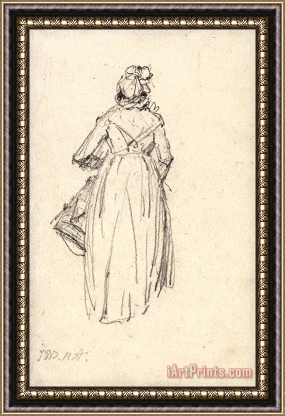 James Ward Woman Standing, Seen From The Back Framed Painting