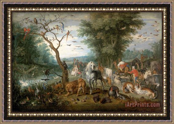 Jan Breughel Paradise Landscape with Animals Framed Painting