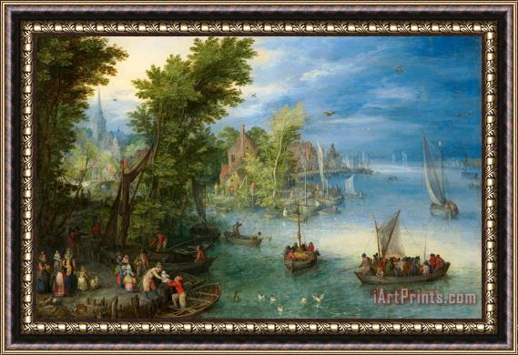 Jan Breughel River Landscape Framed Print