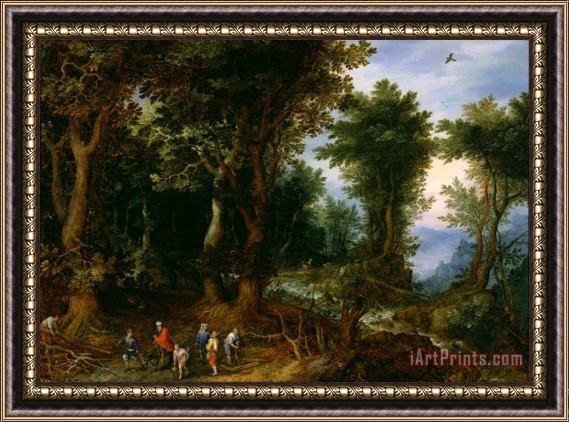 Jan Breughel Wooded Landscape with Abraham And Isaac Framed Print