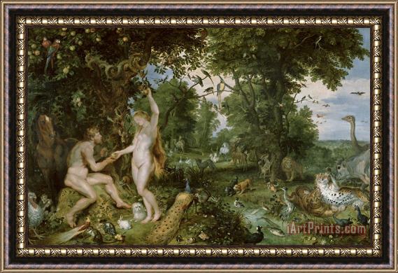 Jan Brueghel and Rubens The Garden of Eden with the Fall of Man Framed Painting