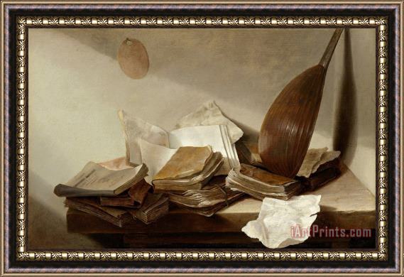 Jan Davidsz de Heem Still Life with Books Framed Print