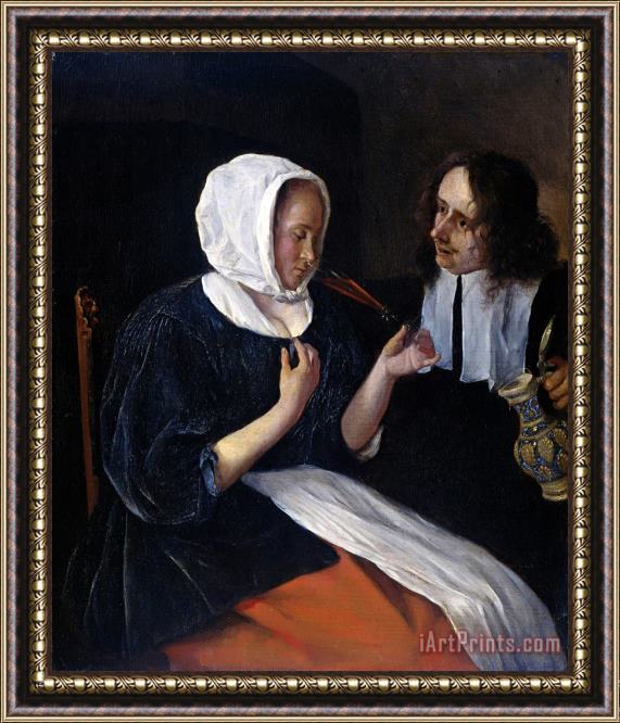 Jan Havicksz Steen A Couple Drinking Framed Painting