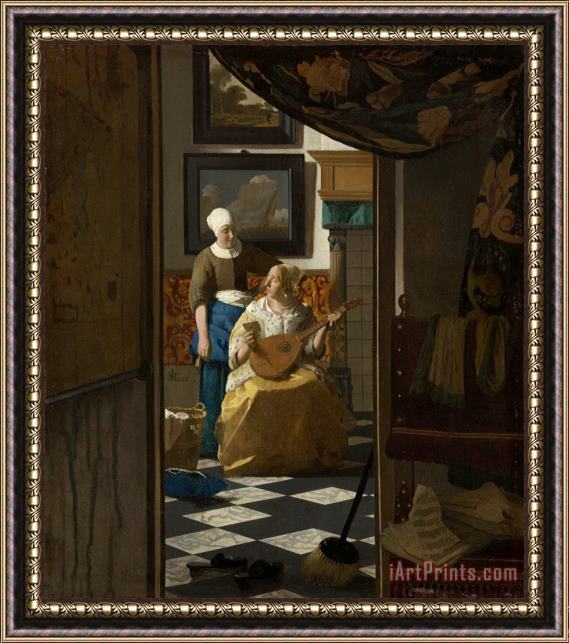 Jan Vermeer 'de Liefdesbrief' Framed Print