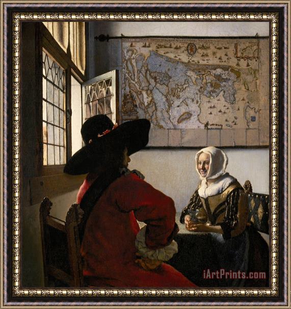 Jan Vermeer Amorous Couple Framed Print