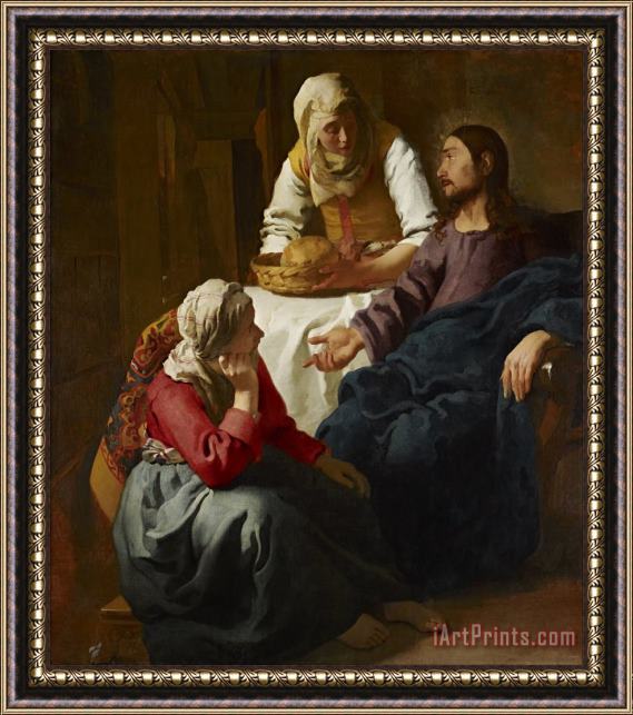 Jan Vermeer Christ in The House of Martha And Mary Framed Painting