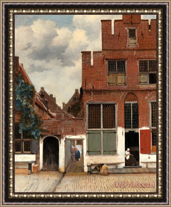 Jan Vermeer Gezicht Op Huizen in Delft, Bekend Als 'het Straatje' Framed Painting